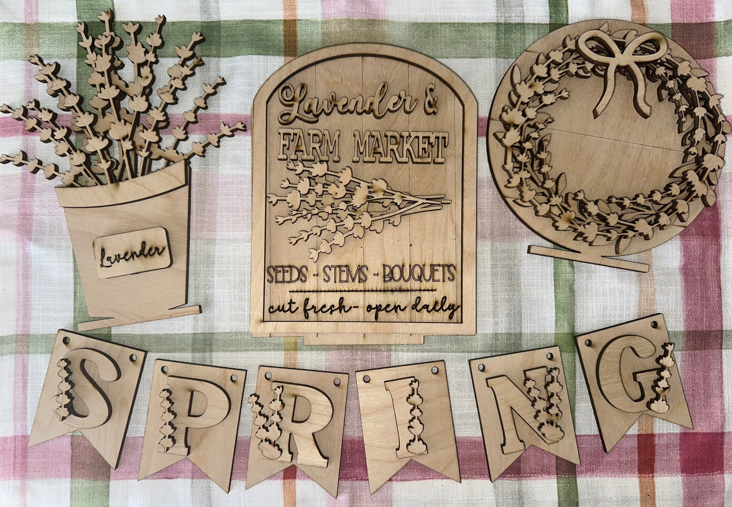 Spring Lavender Bench Set