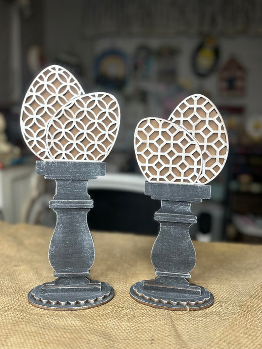 Lattice Eggs Candlesticks